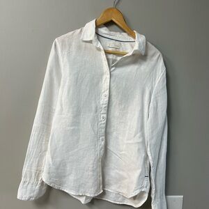 J. Crew White Linen Casual Button Down Shirt Lightweight